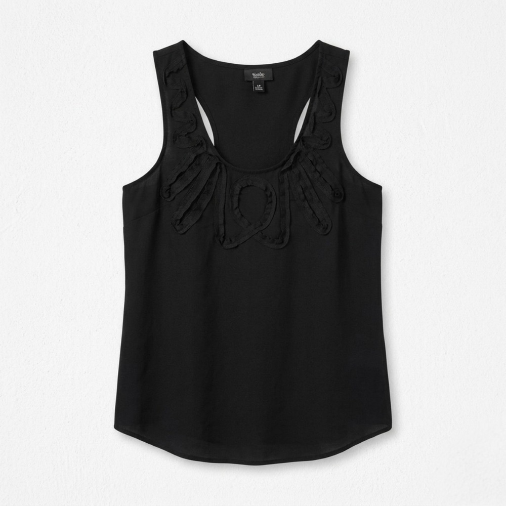 Mossimo Black Ruffle Trim Racerback Tank Top - XS